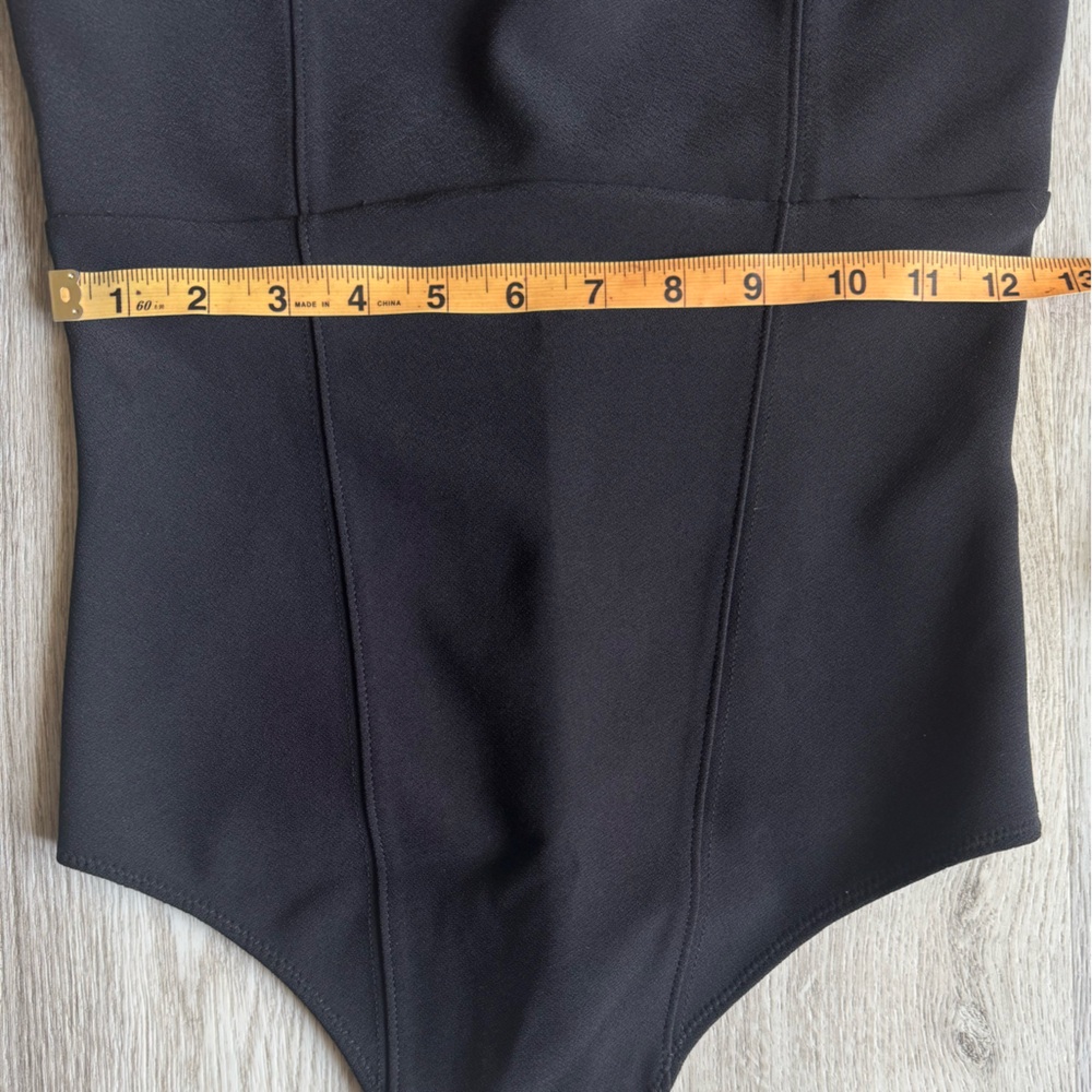 Abercrombie & Fitch Black Crepe Sweetheart Tank Top Bodysuit Stretchy Basic SM - Picture 7 of 11